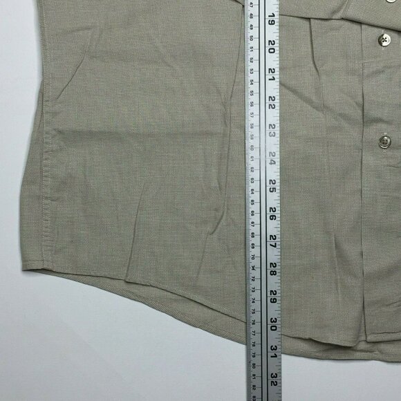 Claiborne Men's Button Up Long Sleeve Collared Shirt Beige Solid Size 34-35 - Picture 8 of 10